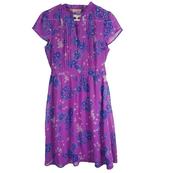 Modcloth Womens Cottagecore Mini Summer Dress Small Purple Sheer Overlay Shell - Picture 1 of 8